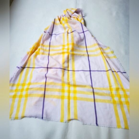 NWD$490 BURBERRY Giant Check Pattern Fringed Trim Wool Scarf - Picture 7 of 11